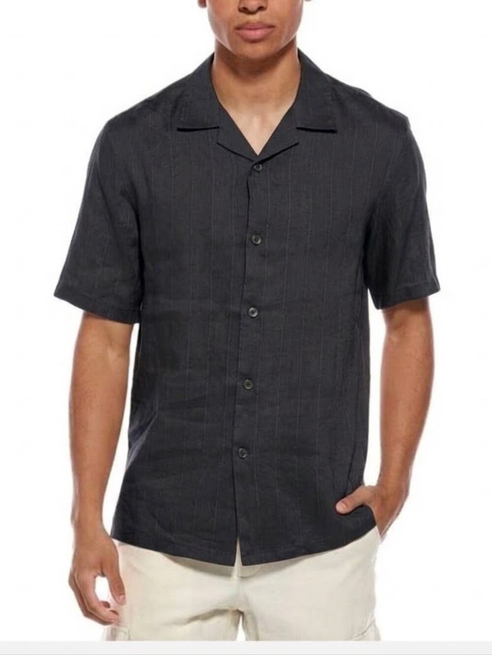 Theory Mens  Daze Button Down Shirt in Black/Pewter NWT